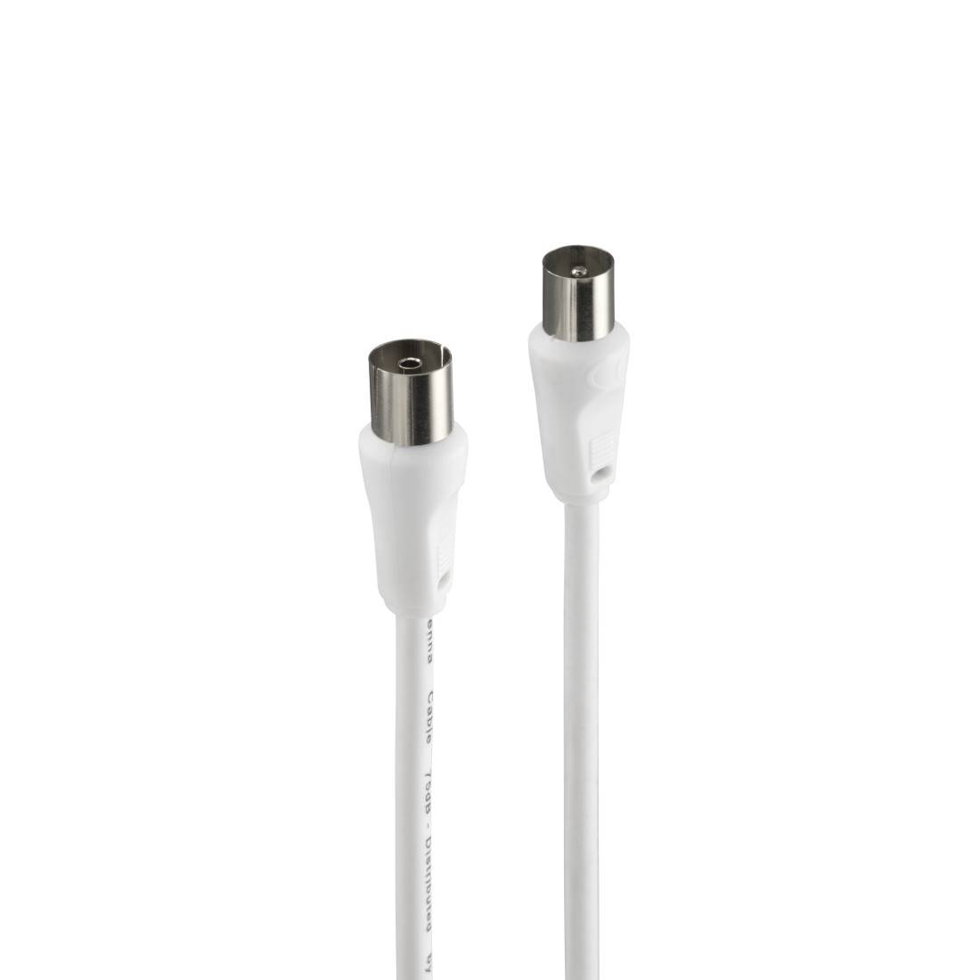 hama 00205030 Antennen-Kabel, Koax-Stecker - Koax-Kupplung, 5 m, 75 dB, Weiß