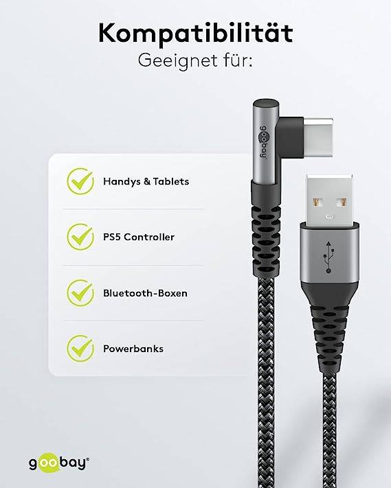 Goobay 64657 USB Kabel 2 m USB 2.0 USB C USB A Schwarz