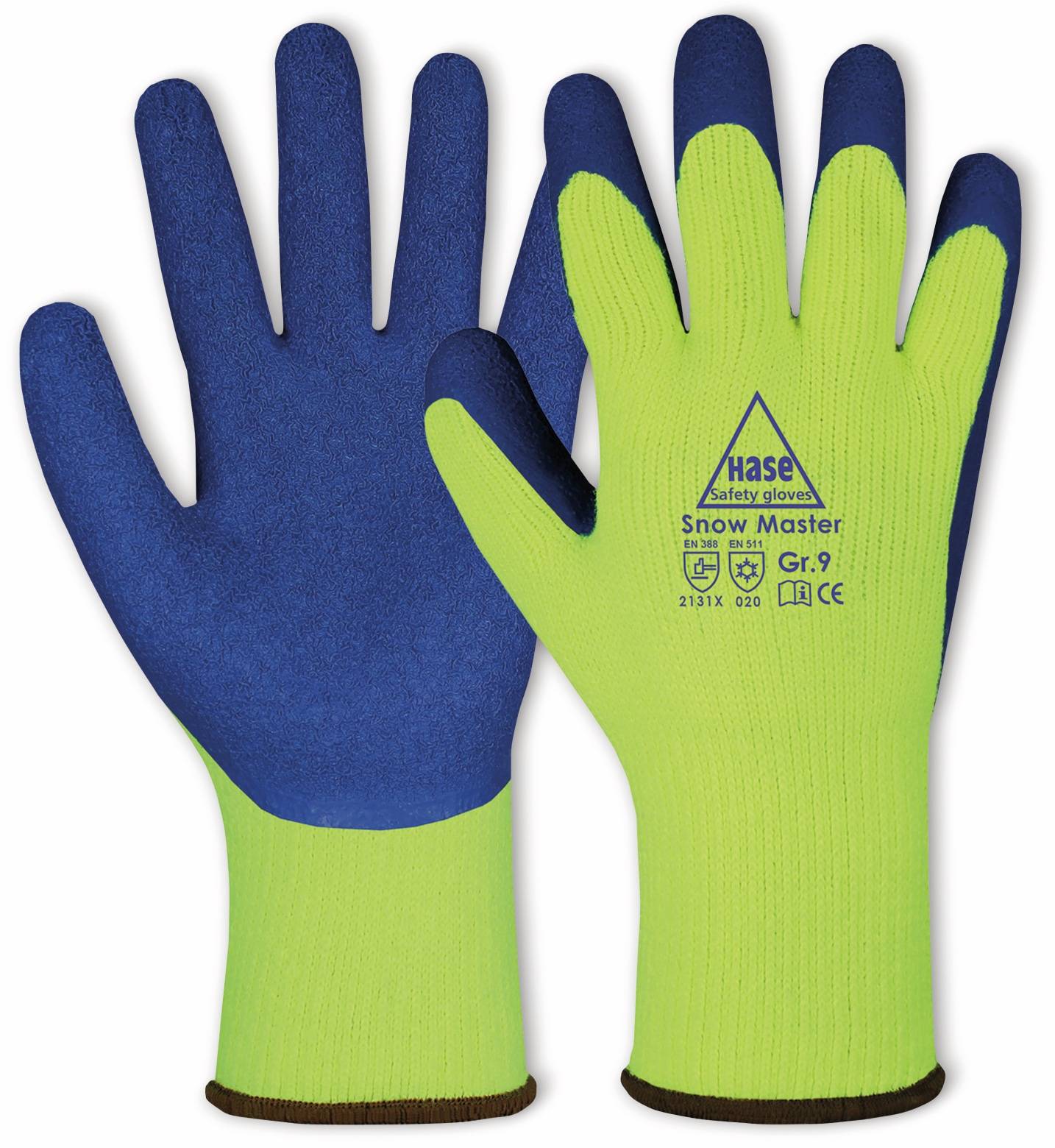 HASE SAFETY GLOVES Latex-Arbeitshandschuh Winter, EN 388, EN 420, EN 511, gelb/blau, Größe 10