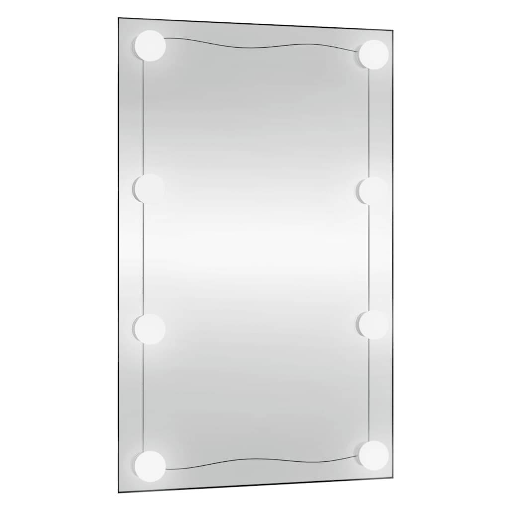 vidaXL Wandspiegel mit LED-Leuchten 50x80 cm Glas Rechteckig