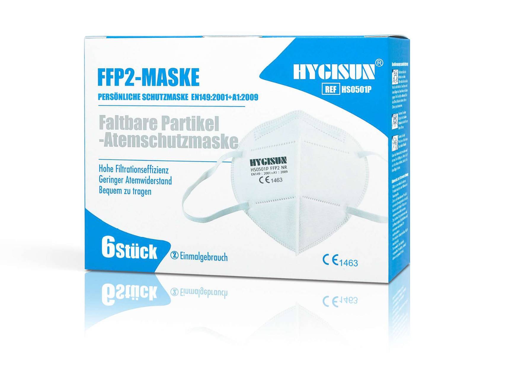 Hygisun FFP2-Masken ohne Ventil, 6STK