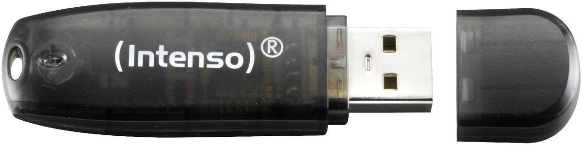 Intenso Rainbow Line Typ-A 16GB USB-Stick Schwarz Mit Schutzkappe, bis zu 28
