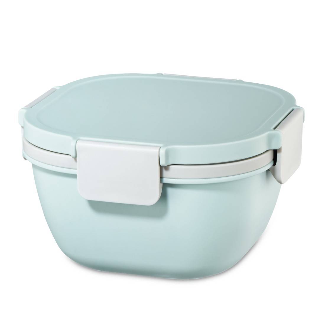 hama 00181584 Salatbox To Go, Dressingbehälter, Topper 3 Fächer, Besteck, 1,4l, Past.blau