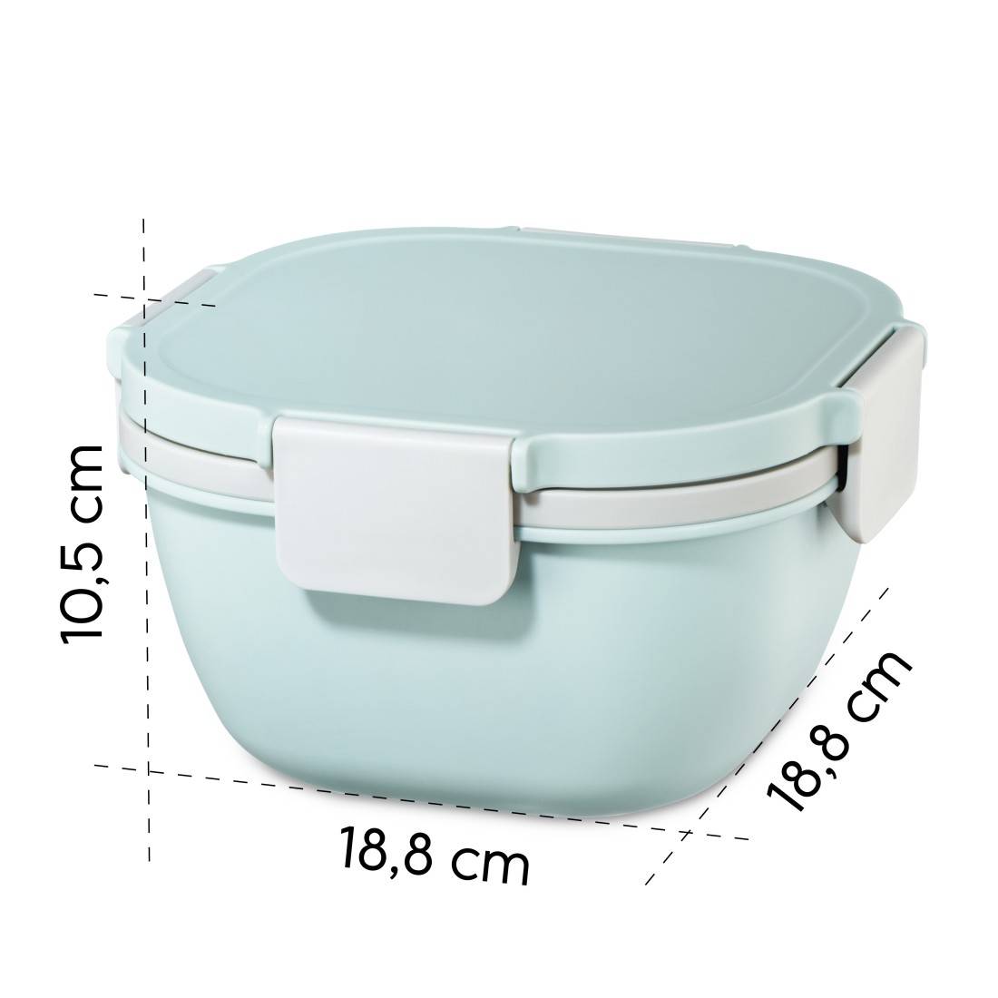 hama 00181584 Salatbox To Go, Dressingbehälter, Topper 3 Fächer, Besteck, 1,4l, Past.blau