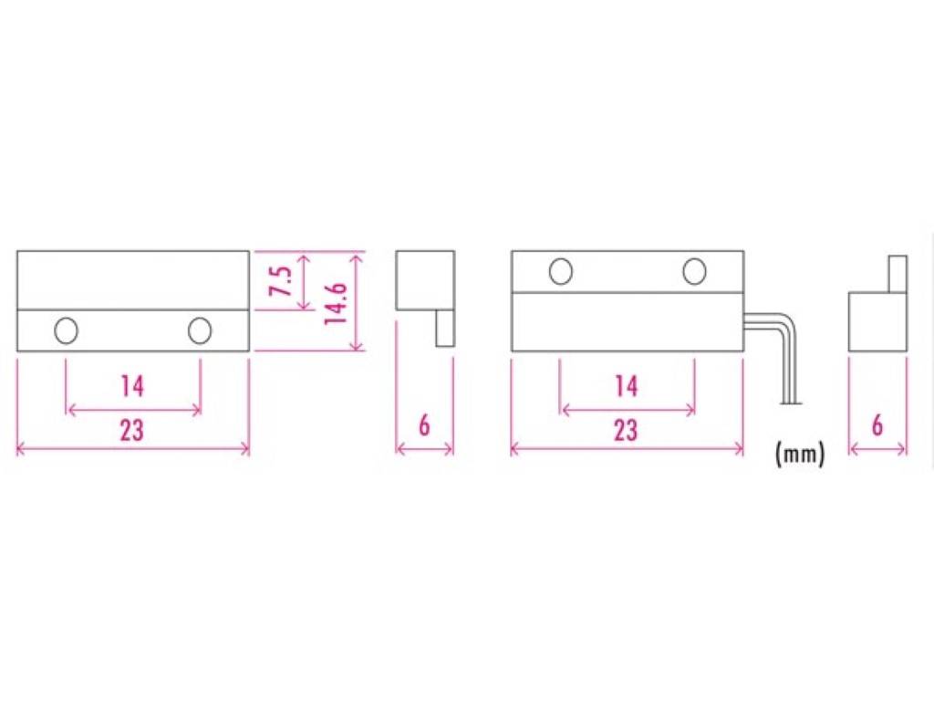 MINI MAGNETKONTAKT - 0.1 A @ 30 VDC - NC - MIT FESTER VERDRAHTUNG