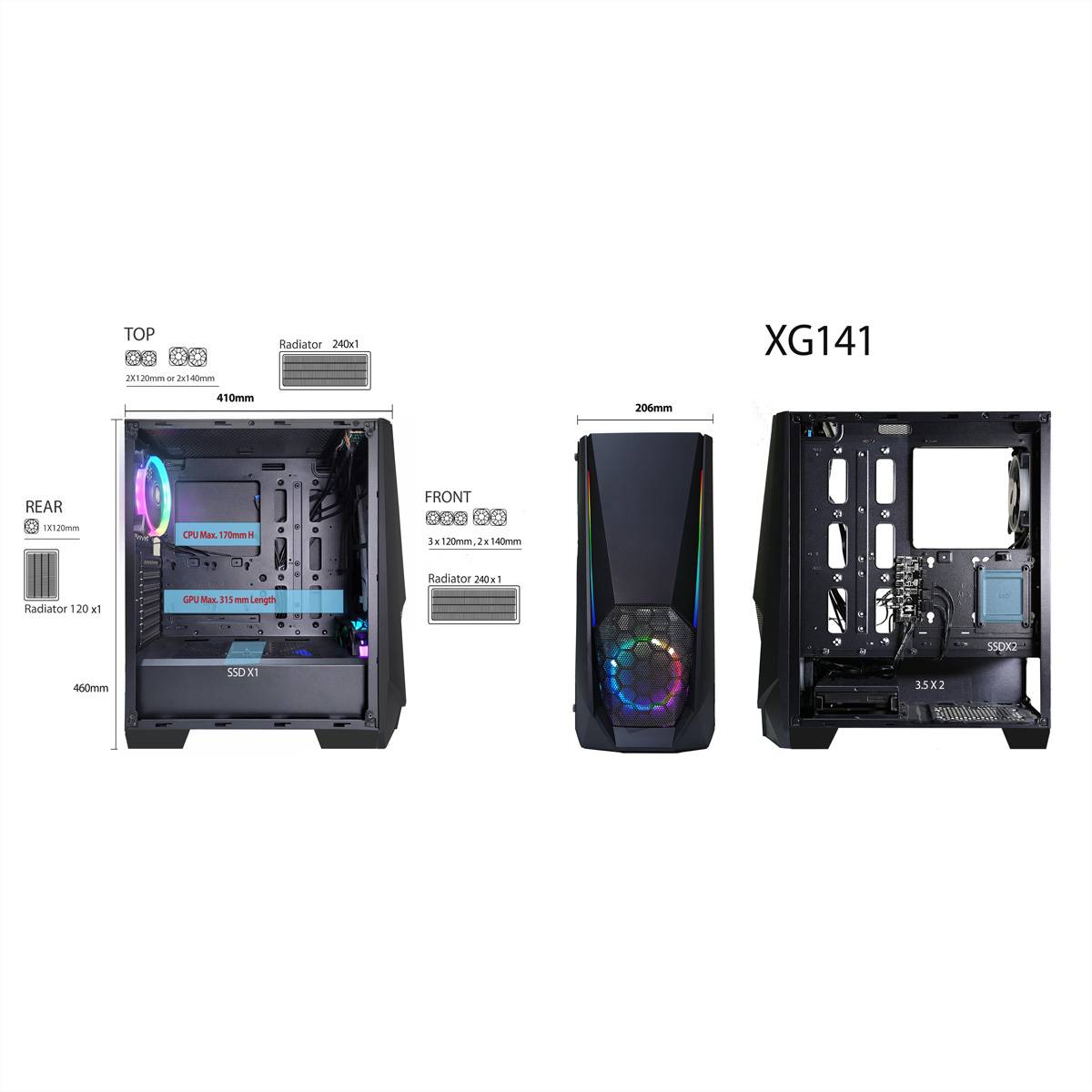 Xilence Gaming Series BLAST - Midi-Tower - ATX - Seitenteil mit Fenster (gehärtetes Glas)