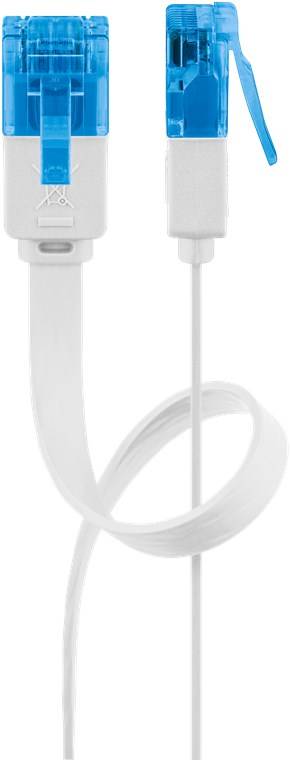 Goobay 96336 CAT 6A Flachkabel Netzwerkkabel RJ45 Stecker 500 MHz Kupfer Patchkabel Ethernet LAN Kabel U/UTP Weiß 3m
