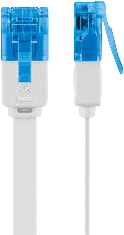 Goobay 96336 CAT 6A Flachkabel Netzwerkkabel RJ45 Stecker 500 MHz Kupfer Patchkabel Ethernet LAN Kabel U/UTP Weiß 3m