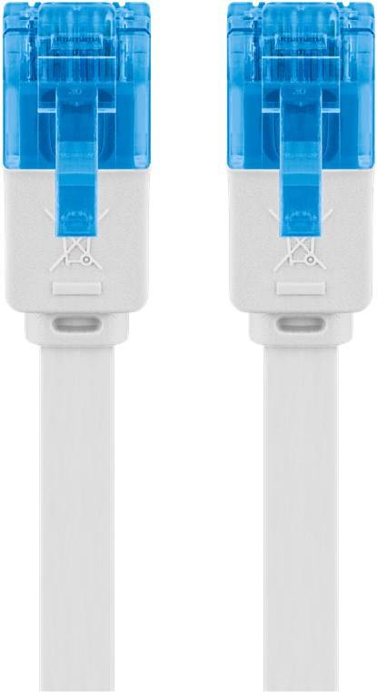 Goobay 96336 CAT 6A Flachkabel Netzwerkkabel RJ45 Stecker 500 MHz Kupfer Patchkabel Ethernet LAN Kabel U/UTP Weiß 3m