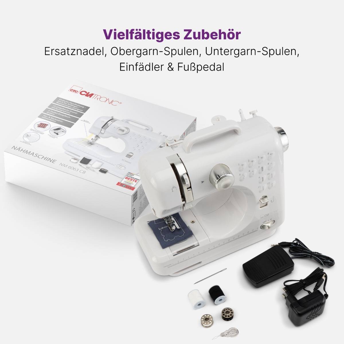 Clatronic Nähmaschine NM 3795 weiß/silber