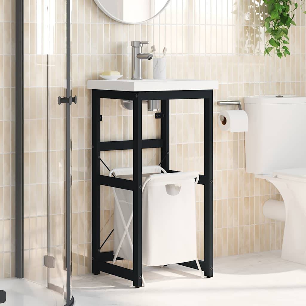 vidaXL Badezimmer Waschtischgestell Schwarz 40x38x83 cm Eisen