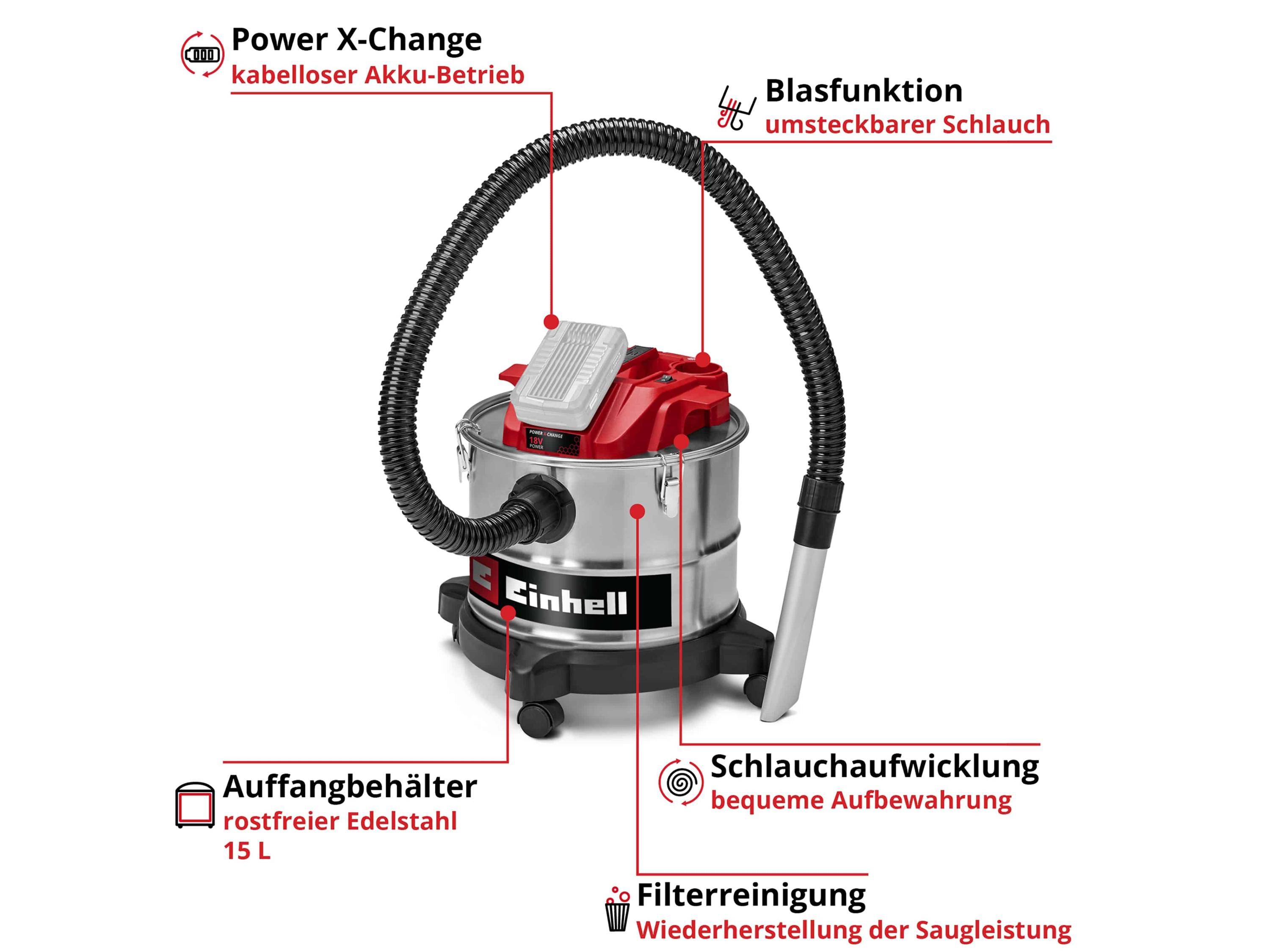 Einhell TE-AV 18/15 Li C-Solo 2351700 Aschesauger 15 l ohne Akku, ohne Ladegerät