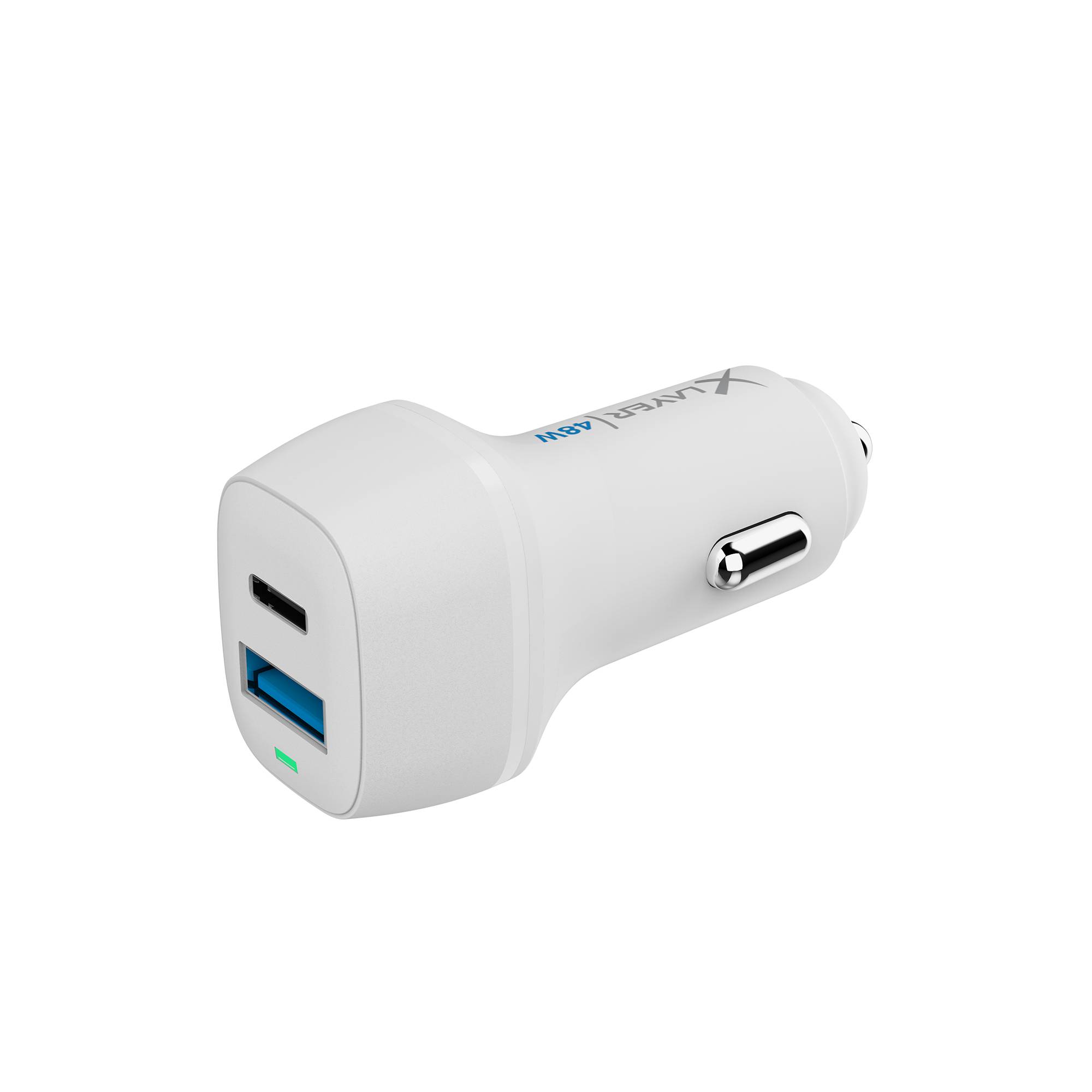 Kfz-Ladegerät XLayer Typ C PD 48W / USB QC3.0 18W Dual Car Charger White
