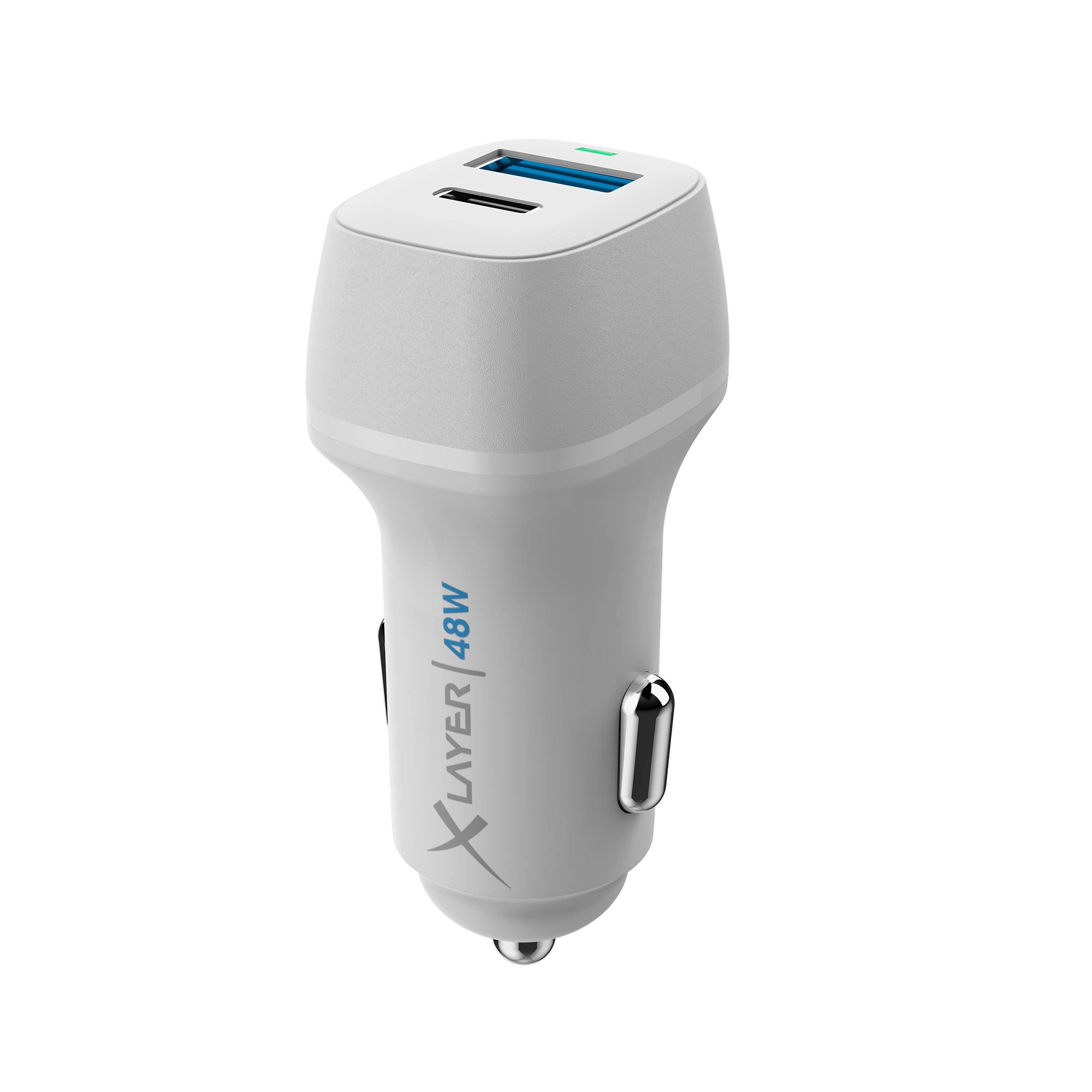Kfz-Ladegerät XLayer Typ C PD 48W / USB QC3.0 18W Dual Car Charger White