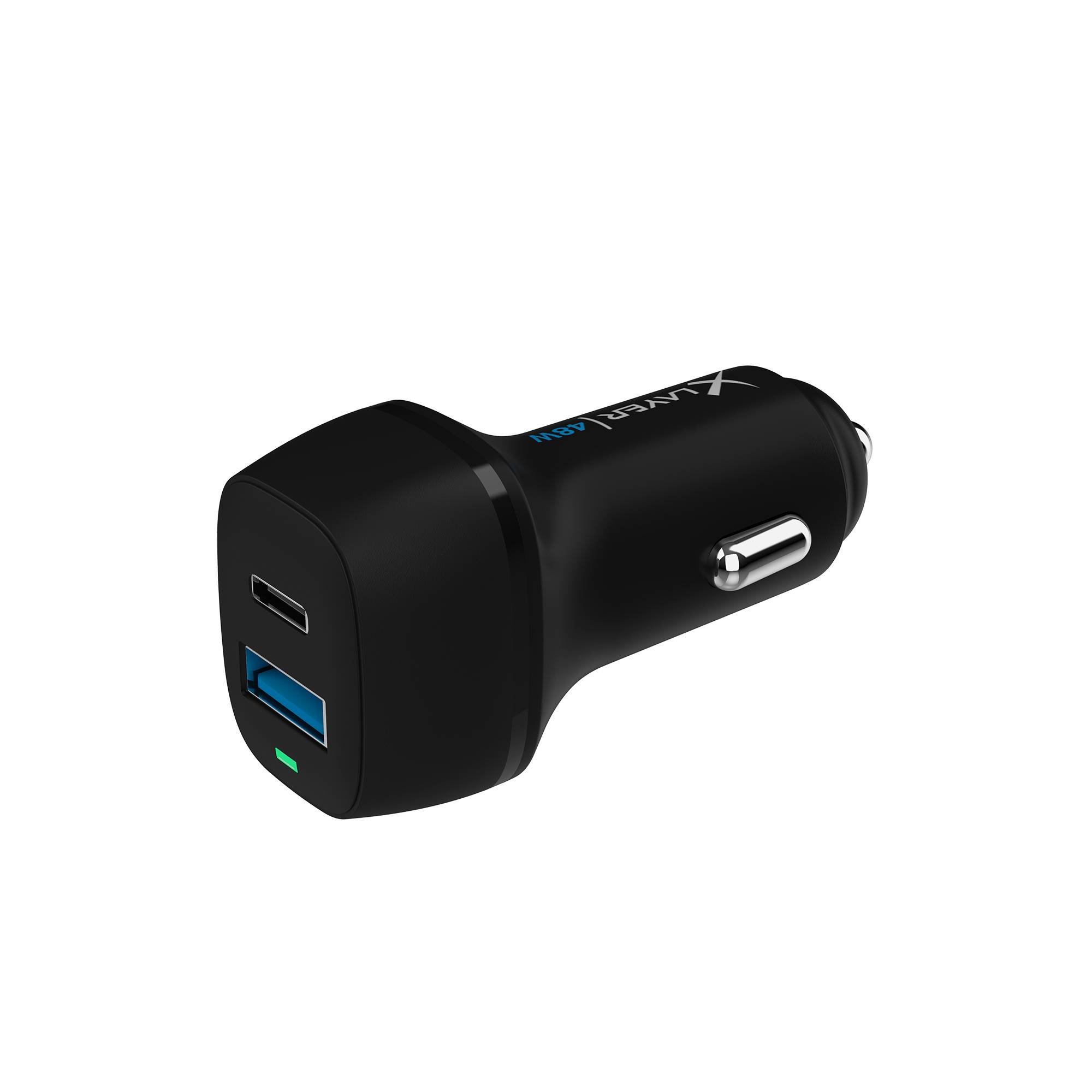 XLayer Kfz-Ladegerät Dual 48W mit USB Typ C PD 30W & USB Typ A QC 18W Black