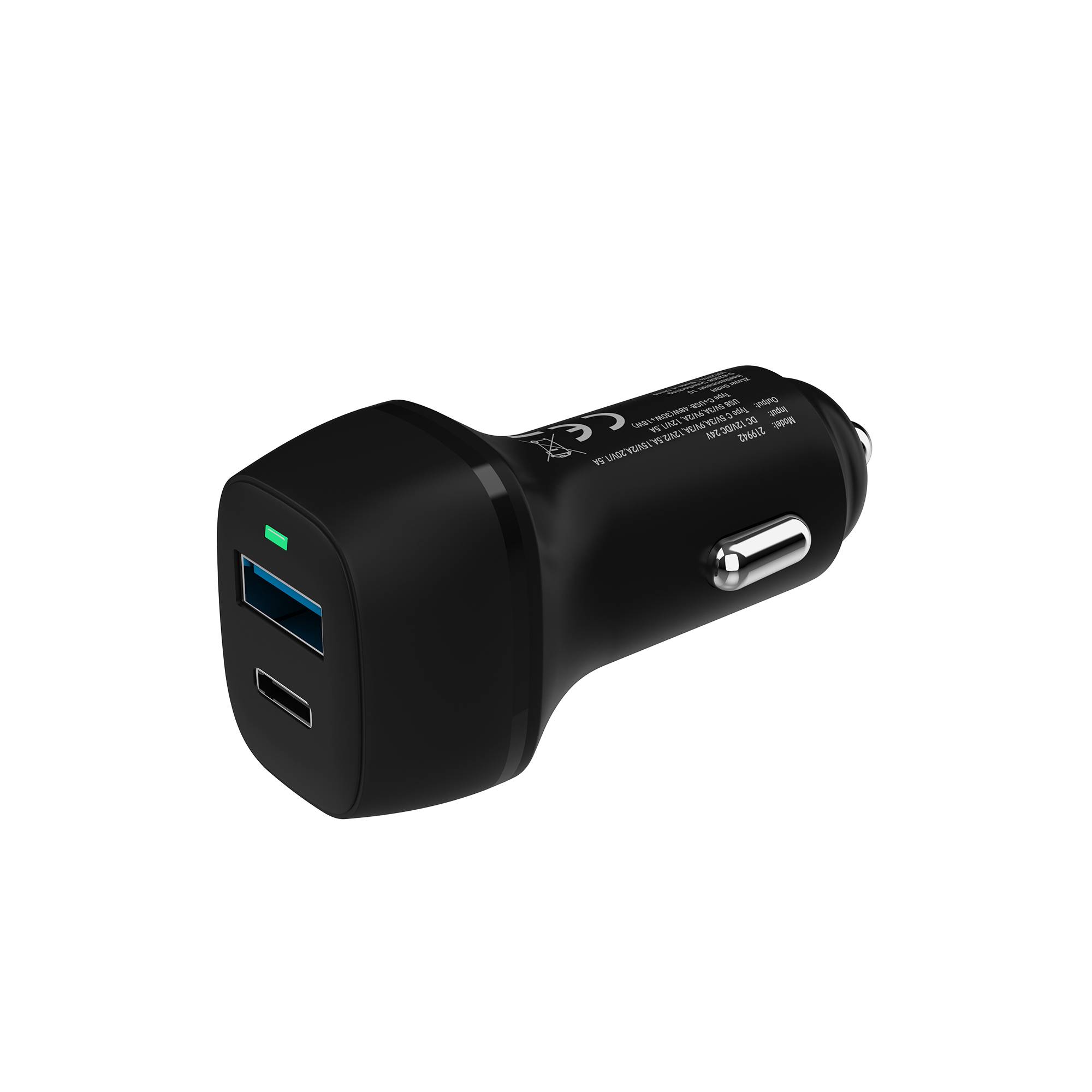 XLayer Kfz-Ladegerät Dual 48W mit USB Typ C PD 30W & USB Typ A QC 18W Black
