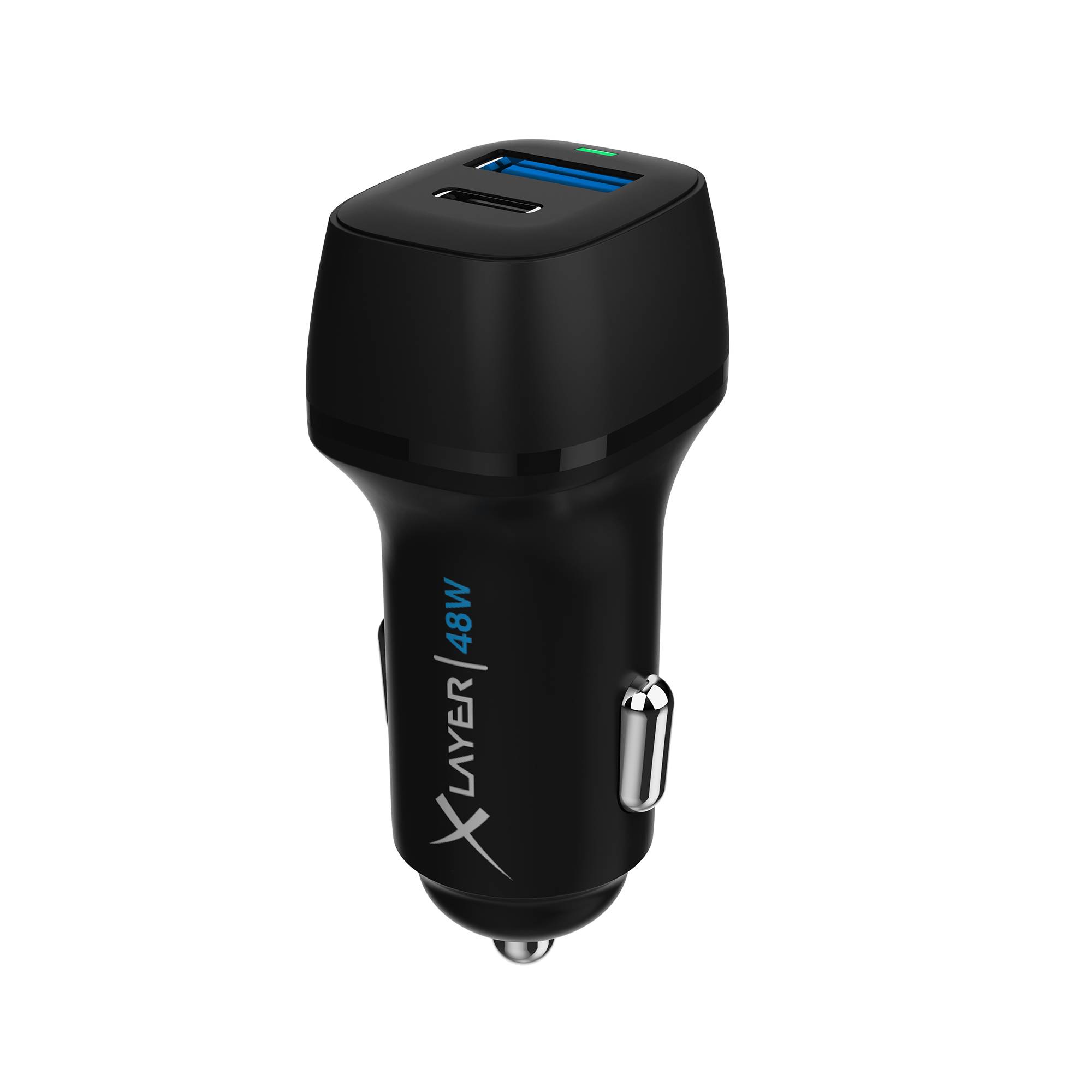 XLayer Kfz-Ladegerät Dual 48W mit USB Typ C PD 30W & USB Typ A QC 18W Black