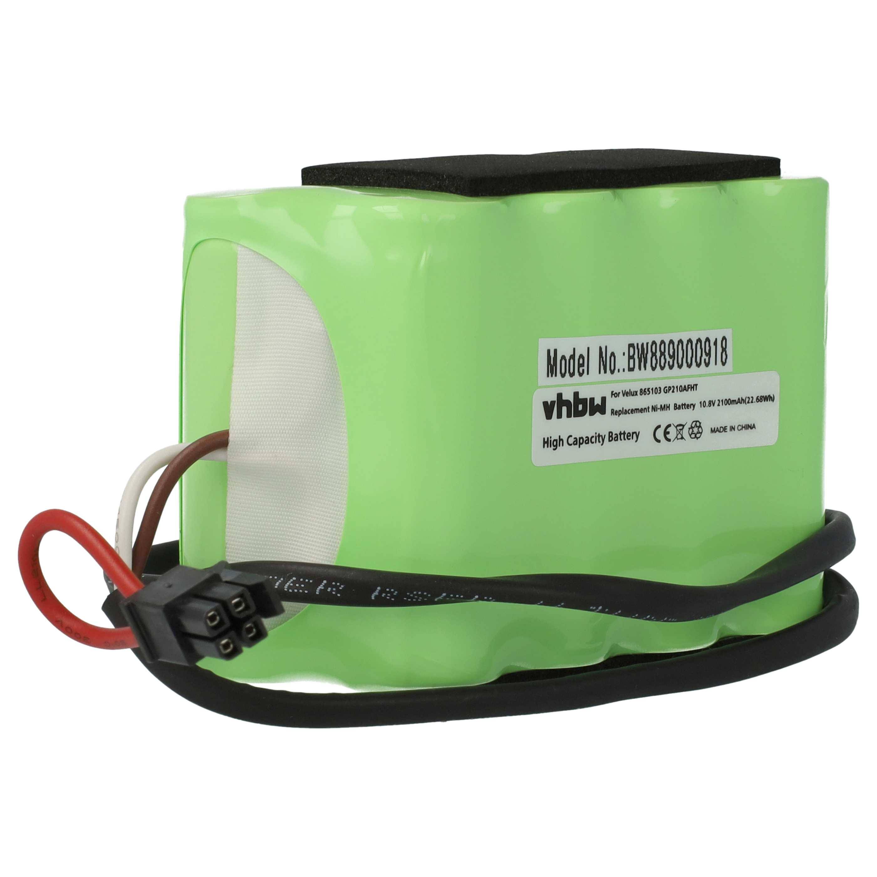 vhbw Akku Ersatz für Velux GP210AFHT | 865103 für Dachfensterrollladen (2100 mAh, 10,8 V, NiMH, mit Kabel)