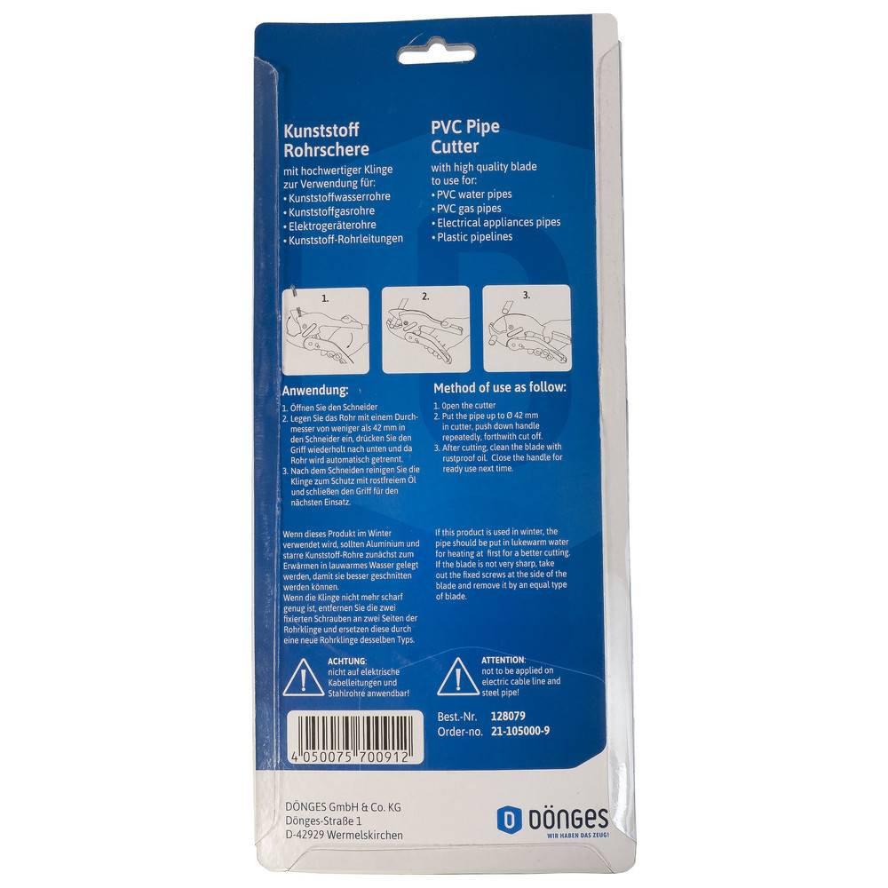 Dönges Kunststoff-Rohrschere STANDARD, für Rohr-Ø bis 42 mm