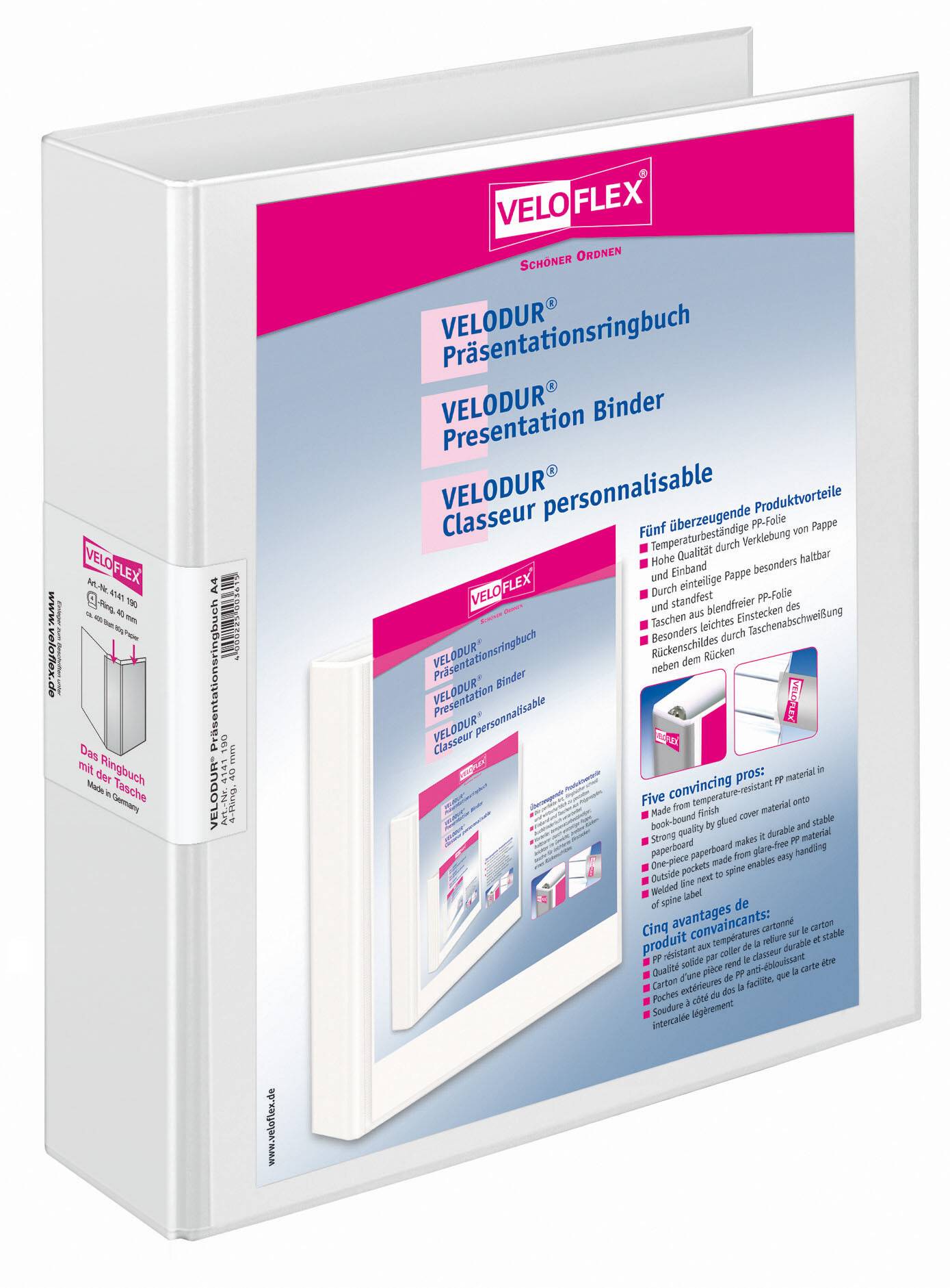 VELOFLEX Präsentationsringbuch VELODUR® 60mm DIN A4 4 Ringe