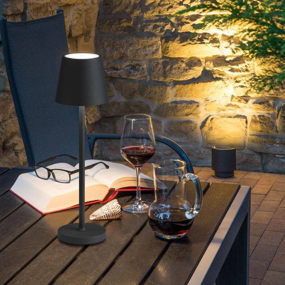 LED Akku Tischleuchte aus Aluminium in Schwarz