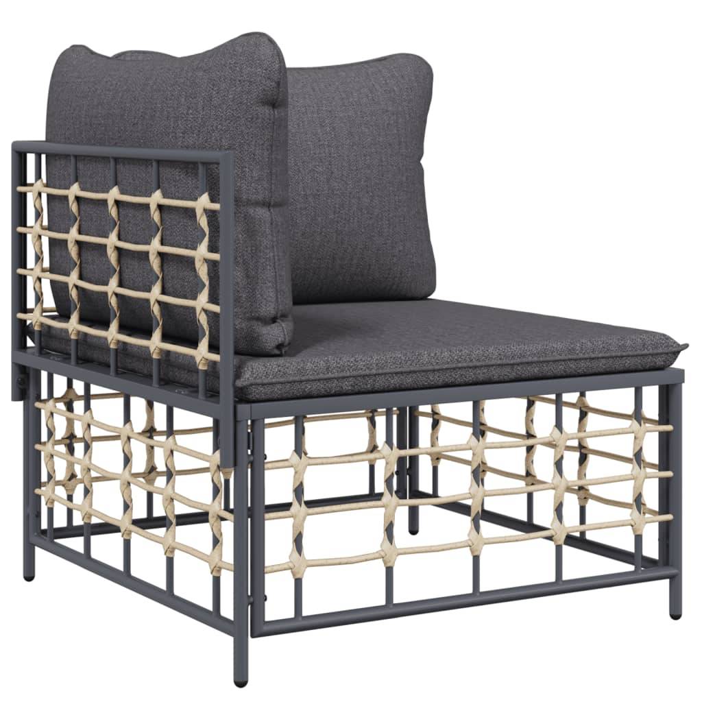 vidaXL 9-tlg. Garten-Lounge-Set mit Kissen Anthrazit Poly Rattan