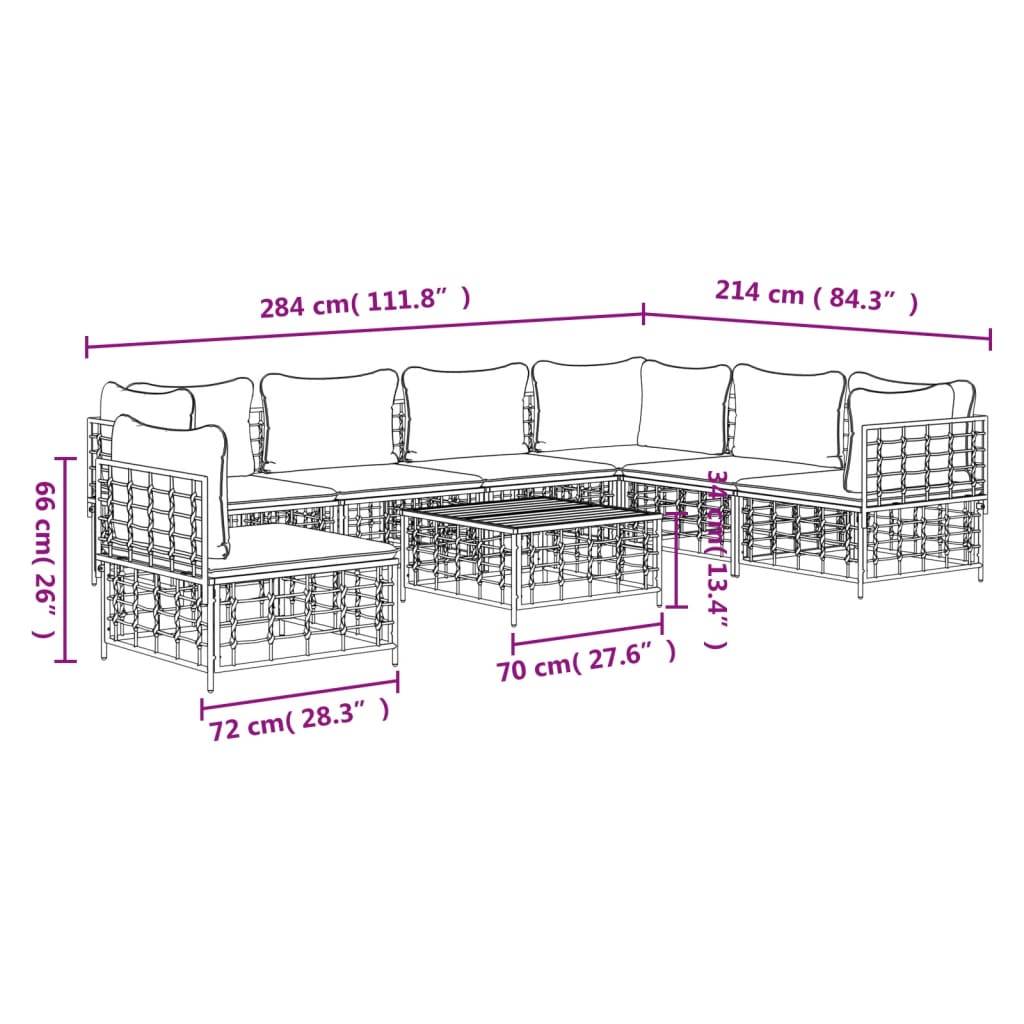vidaXL 8-tlg. Garten-Lounge-Set mit Kissen Anthrazit Poly Rattan