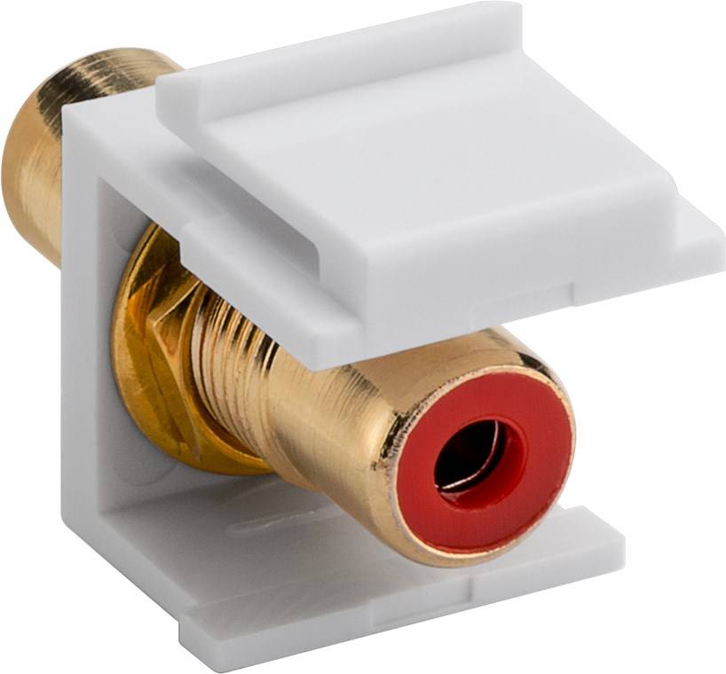 Goobay 79669 Keystone Modul Cinch / 2 Cinch-Buchsen für RCA Kabel & Cinchstecker / Cinchkabel Anschluss vergoldet / Rot
