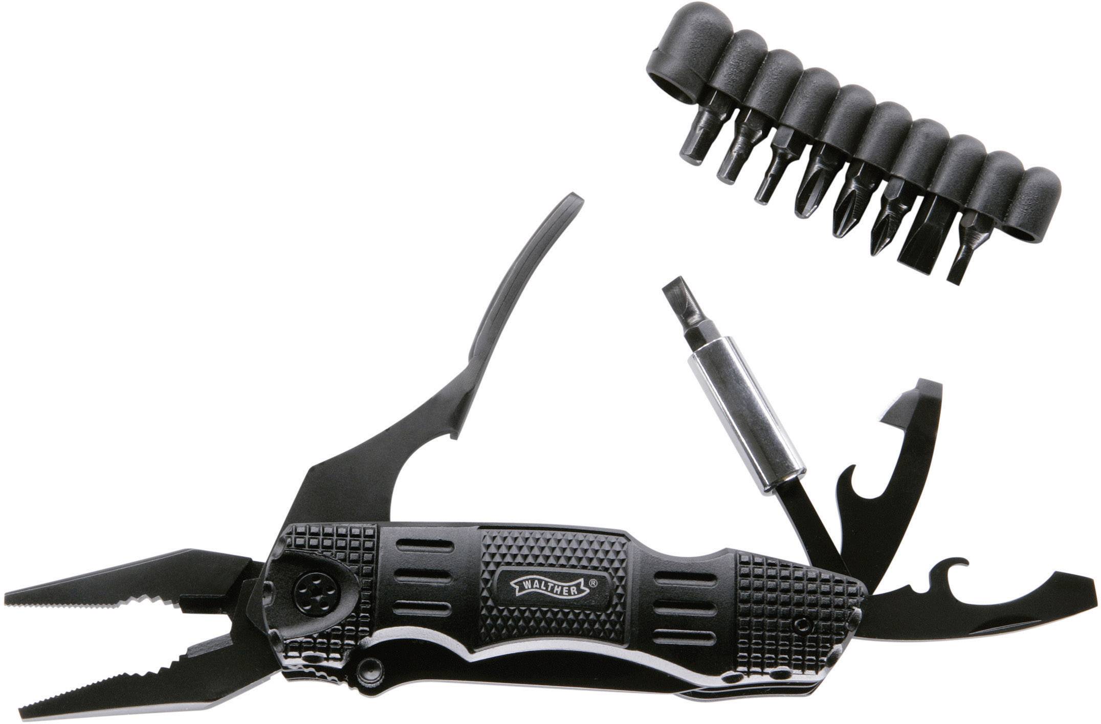 Walther MultiTacKnife MTK Multitool 5.0718 mit Holster, mit Bit-Set, mit Clip Anzahl Funktionen 18