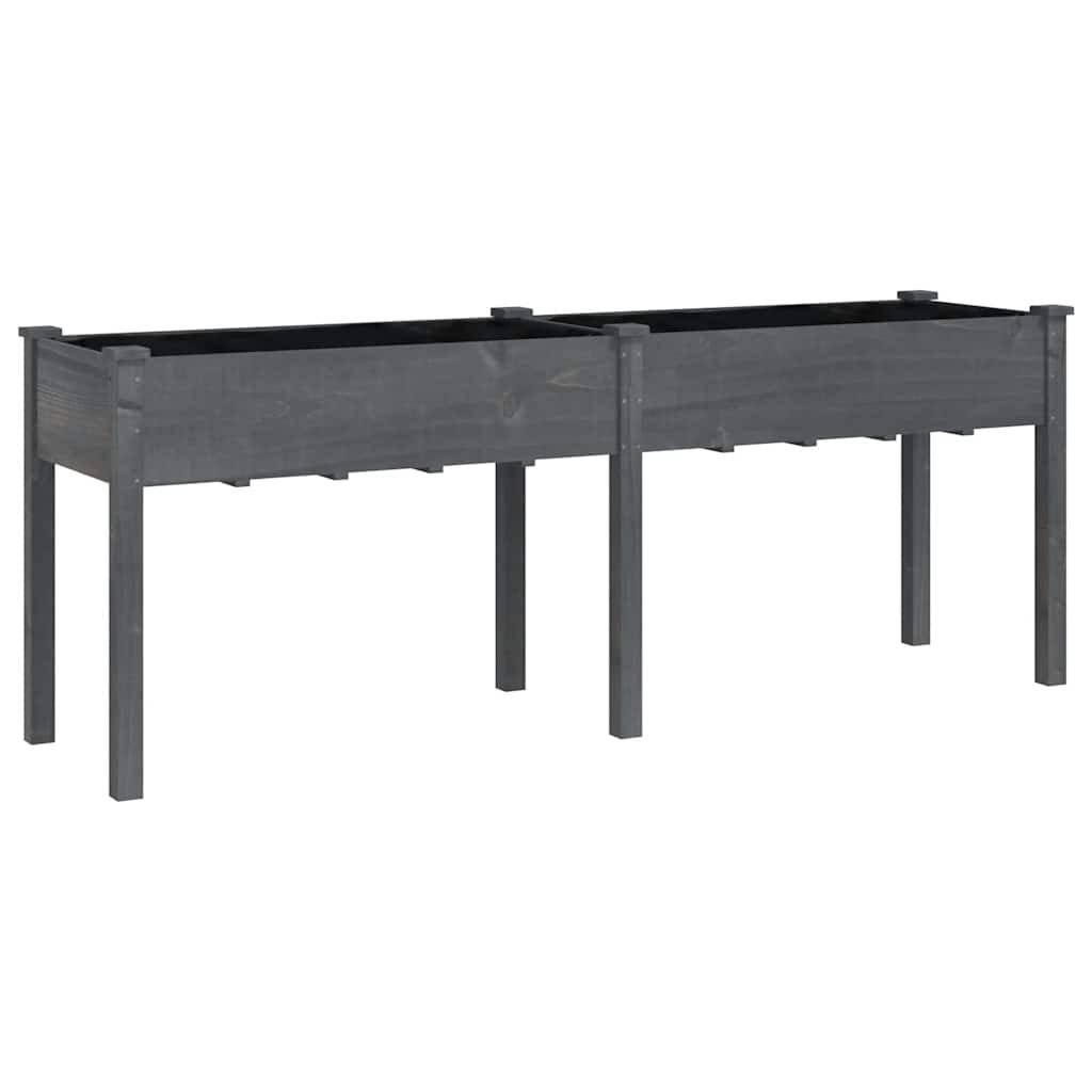 vidaXL Pflanzkübel mit Einsatz Grau 203x53x76 cm Massivholz Tanne