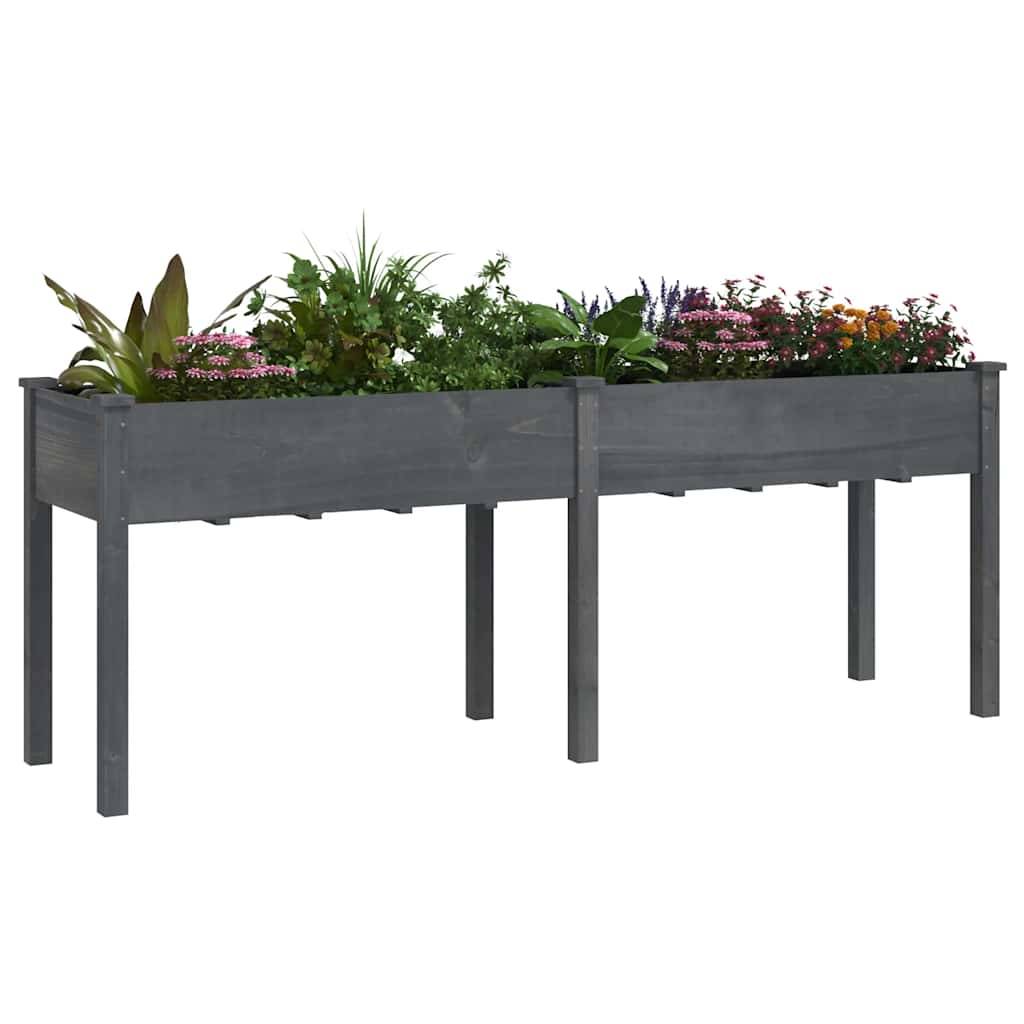 vidaXL Pflanzkübel mit Einsatz Grau 203x53x76 cm Massivholz Tanne