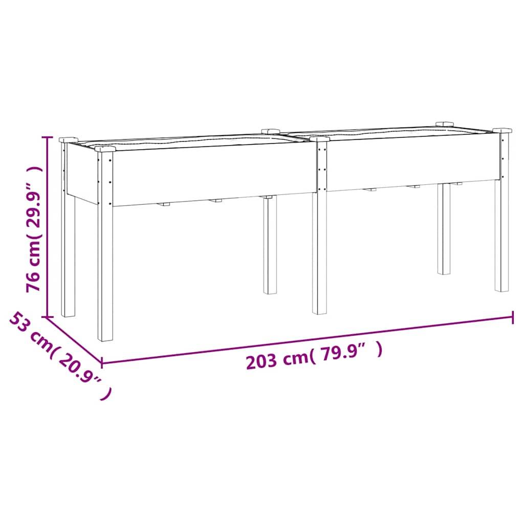 vidaXL Pflanzkübel mit Einsatz Grau 203x53x76 cm Massivholz Tanne