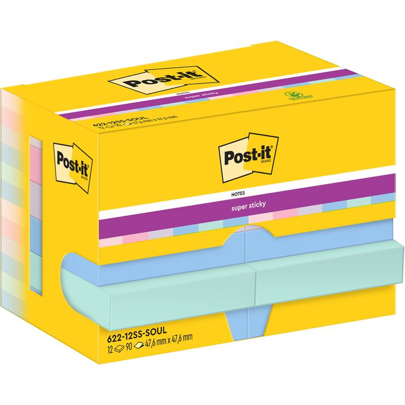 Post-it Haftnotiz 622-12SS-SOUL 47,6x47,6mm 90Bl sort 12St