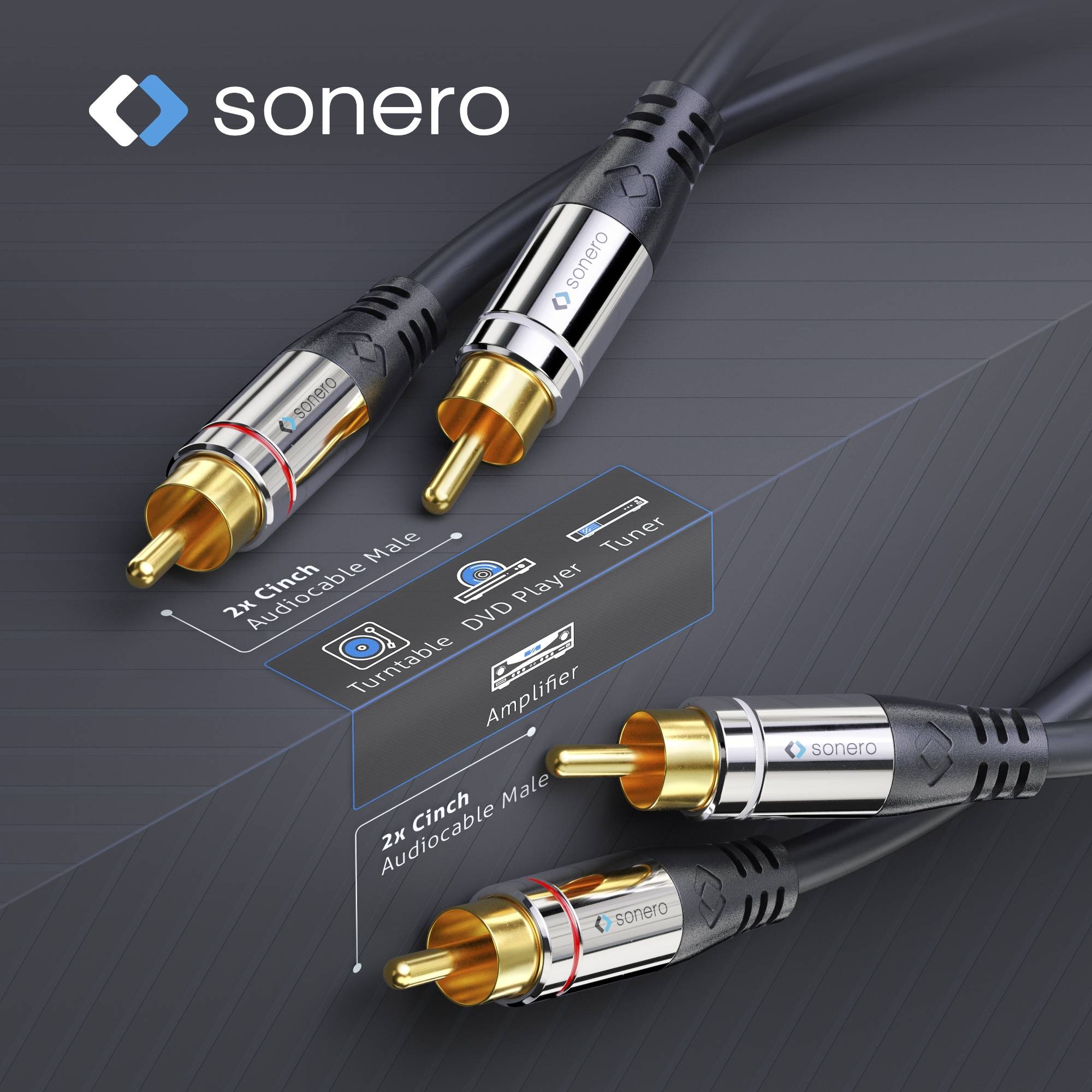 sonero 2x Cinch Stereo Audio Kabel 1,0m