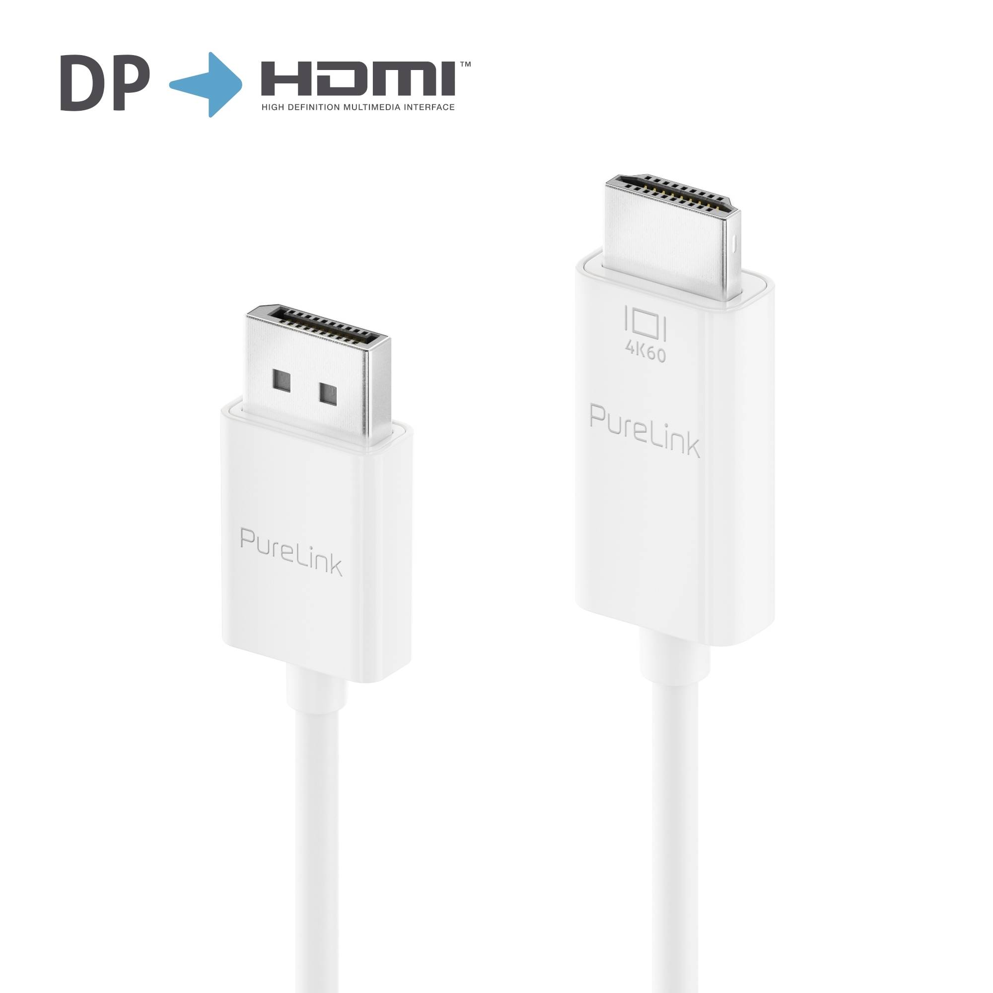 DisplayPort auf HDMI Kabel - 4K60 - iSerie - weiß - 1,00m