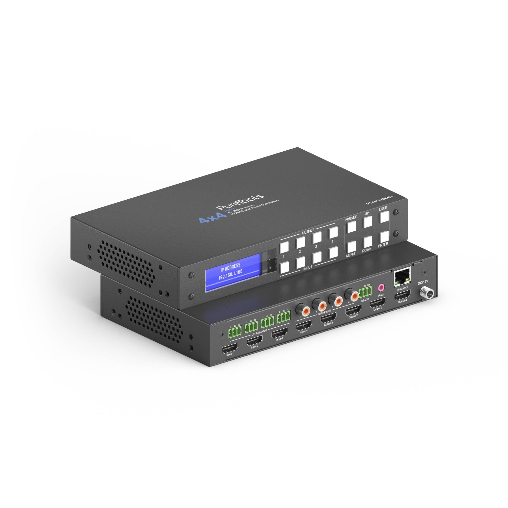 PureLink PureTools - HDMI 2.0 Matrix 4x4 4K 60Hz 4 4 4 HDR10 und Audio - KVM-Umschalter - RS-232