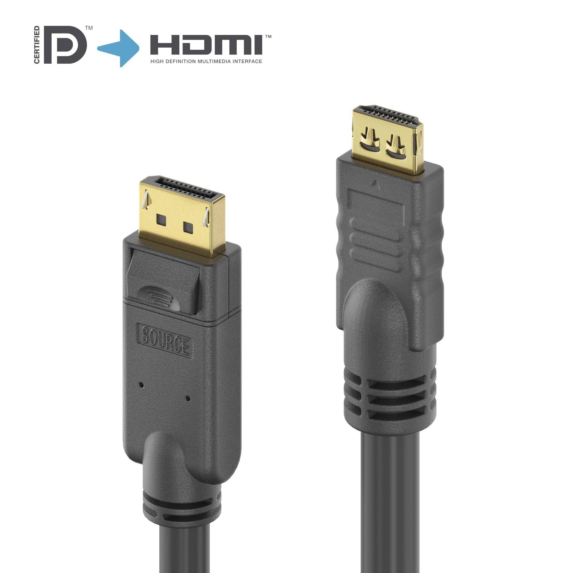 Aktives 4K DisplayPort/HDMI-Kabel - 1,00 m