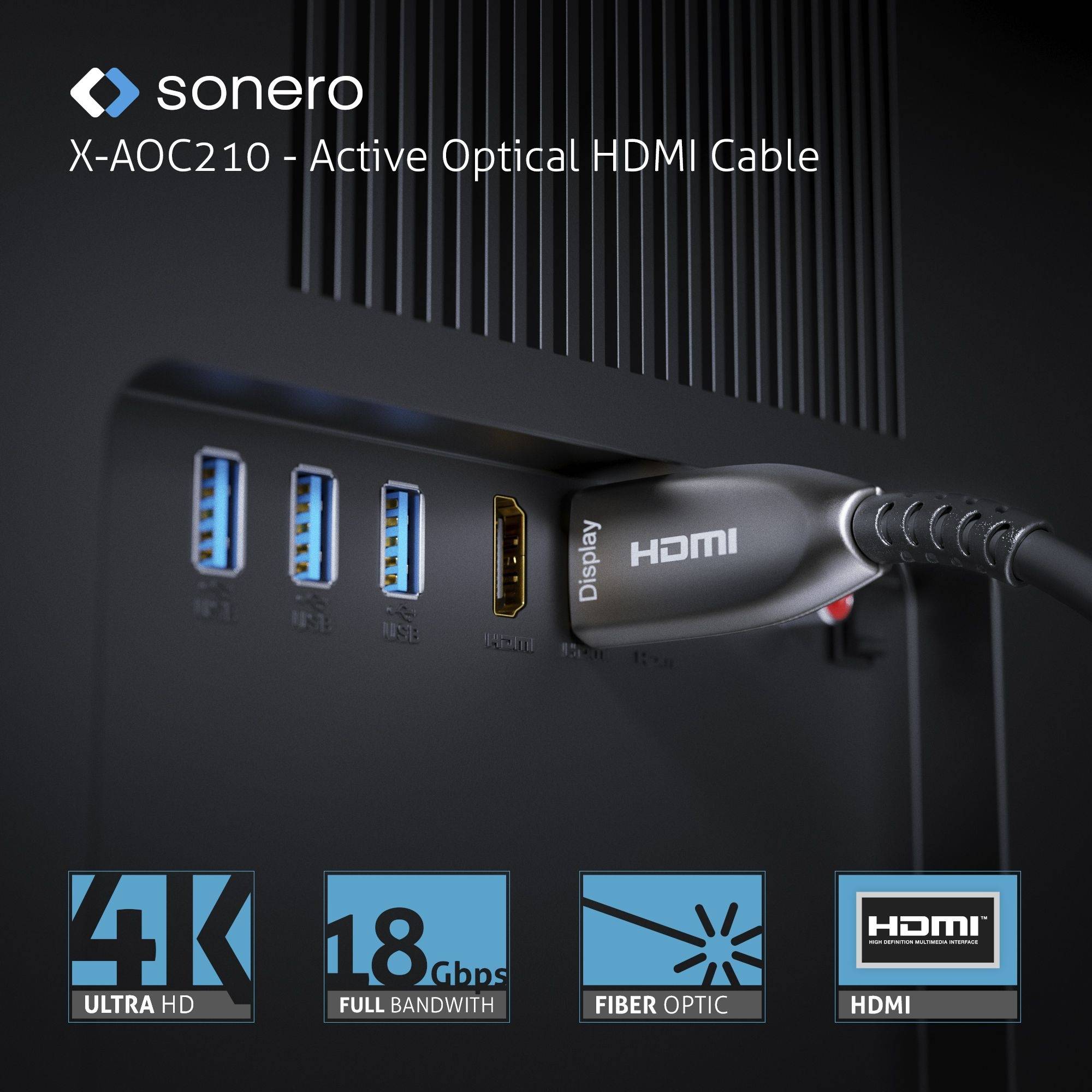 sonero Aktives HDMI 4K AOC Extender Kabel - 15m
