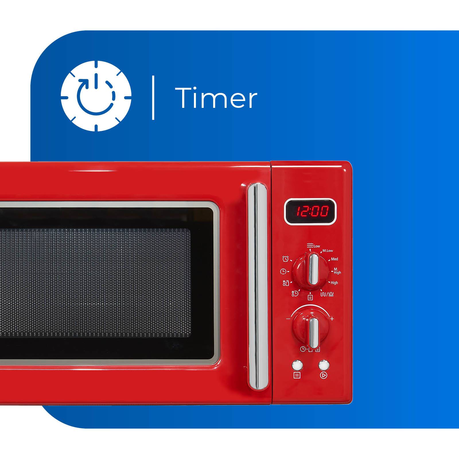 Exquisit Retro Mikrowelle RMW720-3GDIG rot | 20 Liter | 1000 W Grill | Digitale Anzeige | Drehteller | Retro Style