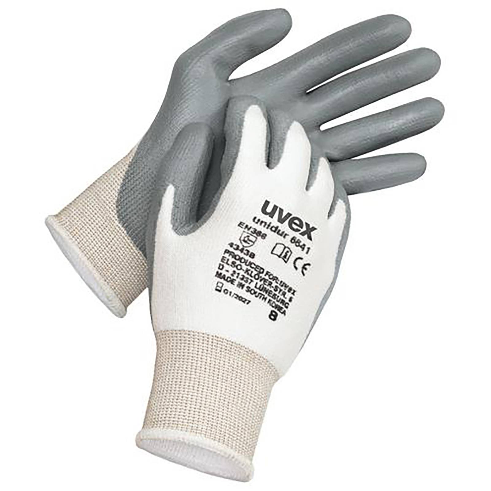 uvex Schutzhandschuh unidur 6641 weiß, grau Gr. 11