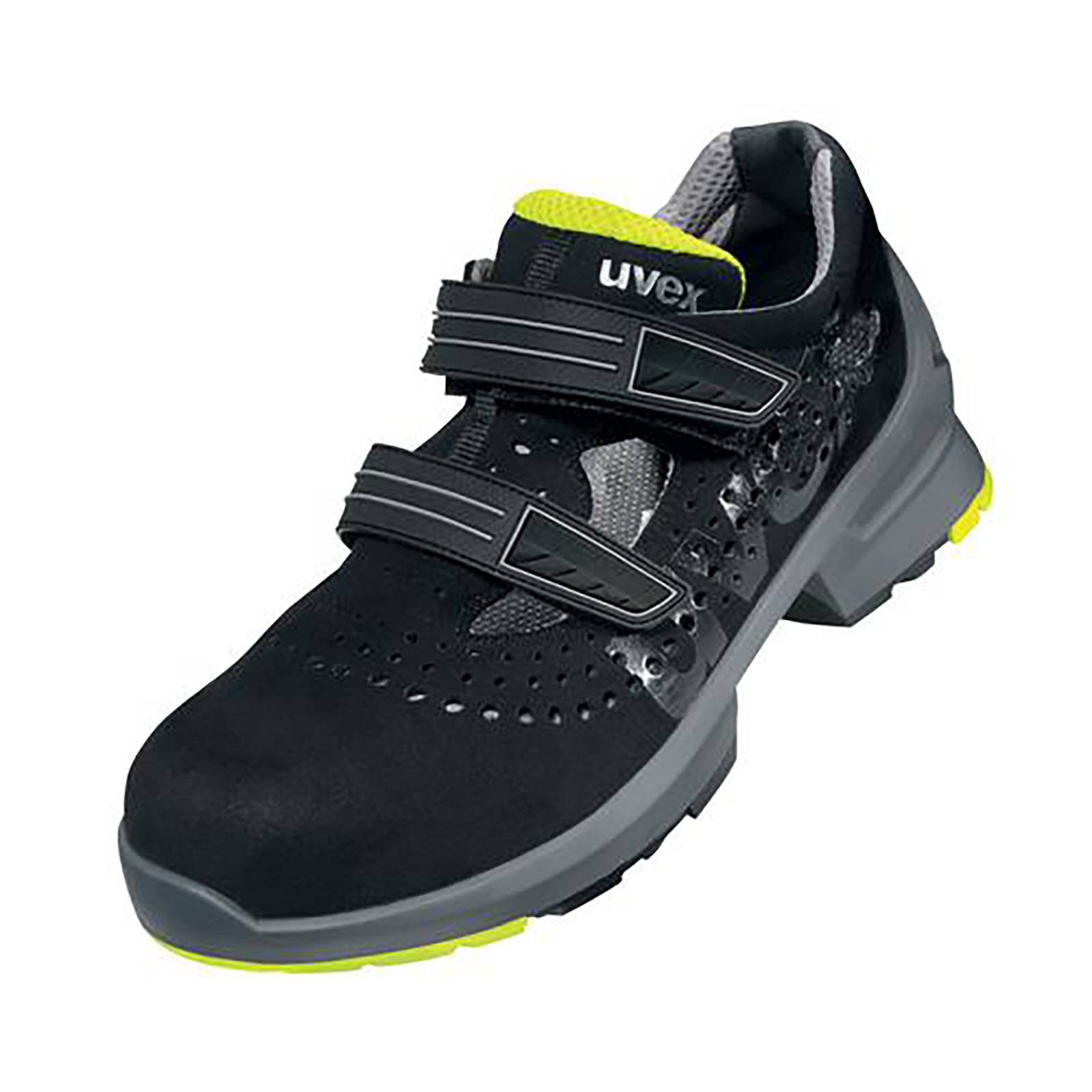 uvex 1 Sandalen S1 schwarz, gelb Weite 12 Gr. 43