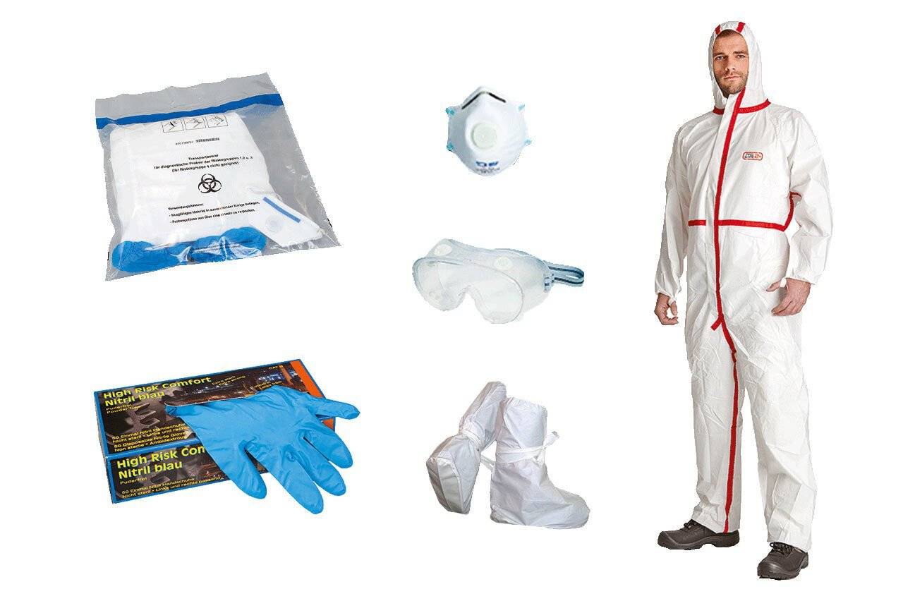 Infektionsschutzset BASIC PLUS, Bioschutzstufe 1+2, Größe XXL