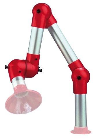 Absaugarm System DN75 für Tischmontage, 3 Gelenke, rot, 900 mm