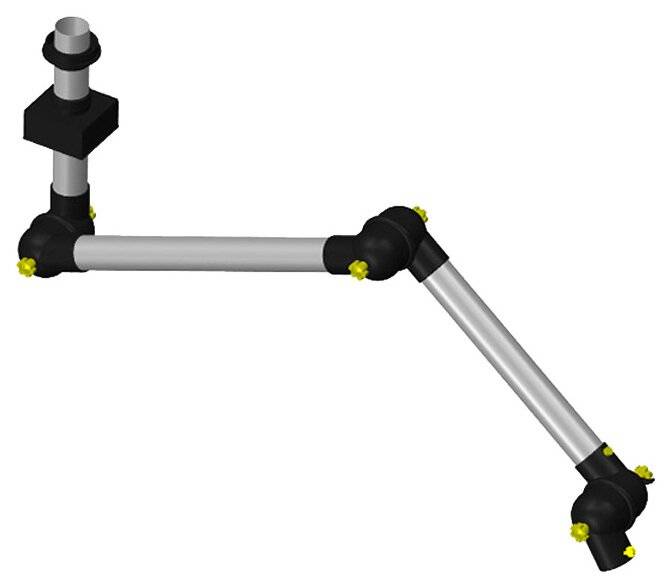 ESD Absaugarm System DN50 für Wand-/Deckenmontage, 3 Gelenke, schwarz, 910 mm