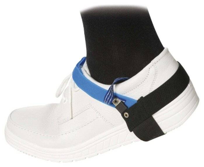 ESD Fersenband Dauereinsatz mit Klettverschluss, schwarz/blau