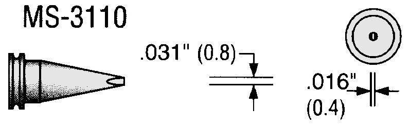 Lötspitze MS-Serie, konisch fein, D: 0,8 mm