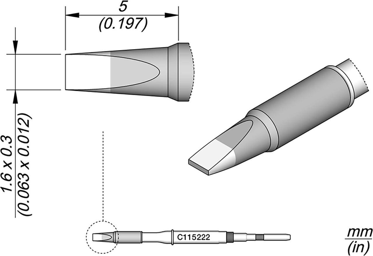 Lötspitze meißelförmig, 1,6 x 0,3 mm, C115222
