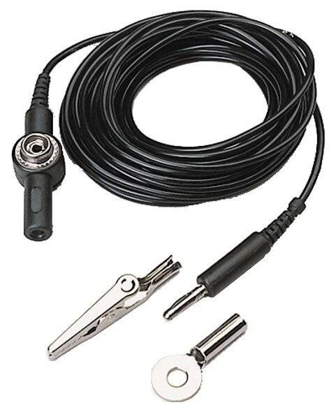 ESD Erdungskabel, 10 mm Druckknopf mit Schutzkappe/Bananensteckerbuchse, L = 3 m