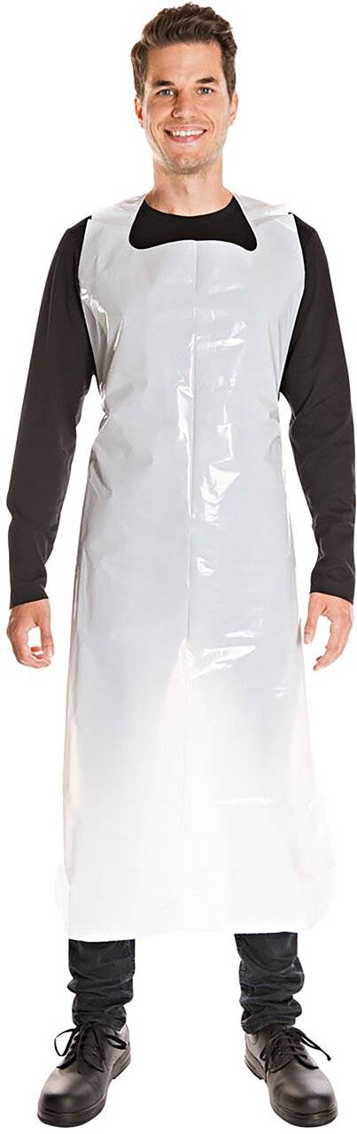 Hygostar LDPE Schürze, 40my, 110x75cm weiß, glatt, Block, antistatisch