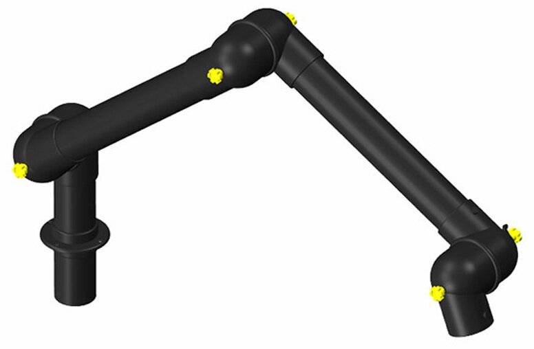 ESD Absaugarm System DN75 für Tischmontage, 3 Gelenke, schwarz, 900 mm